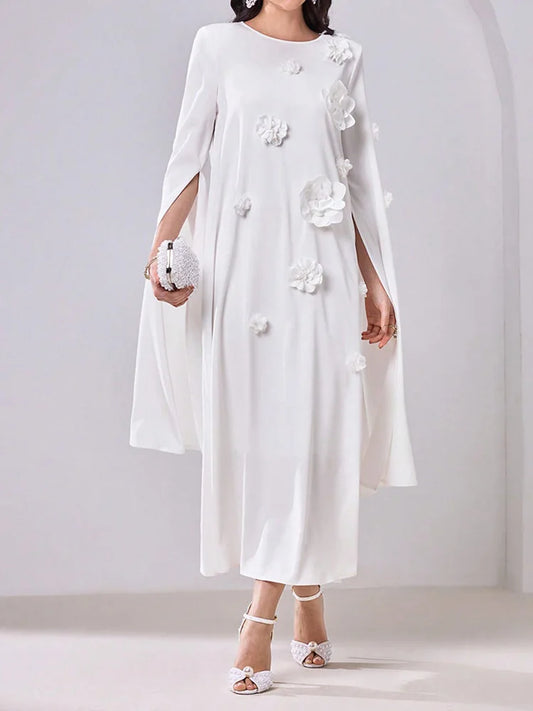 Floral Cape Sleeve Maxi Dress – Elegant Summer Modest Wear