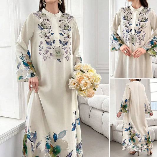 High-Neck Floral Vacation Dress – Breezy Summer Modesty